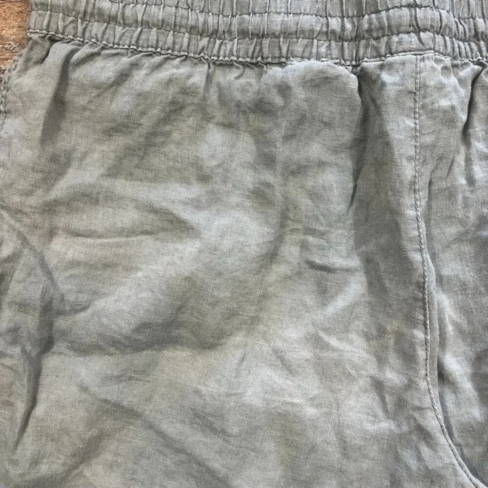 H&M 100% Linen Pants Womens XL Sage Green Elastic Waist Pull On Lagenlook